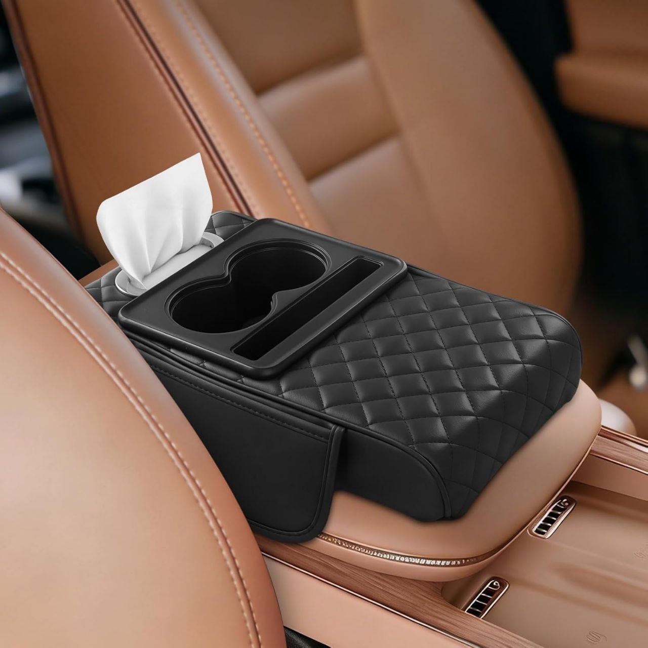 CAR ARM REST CUSHION WITH CUP HOLDER
