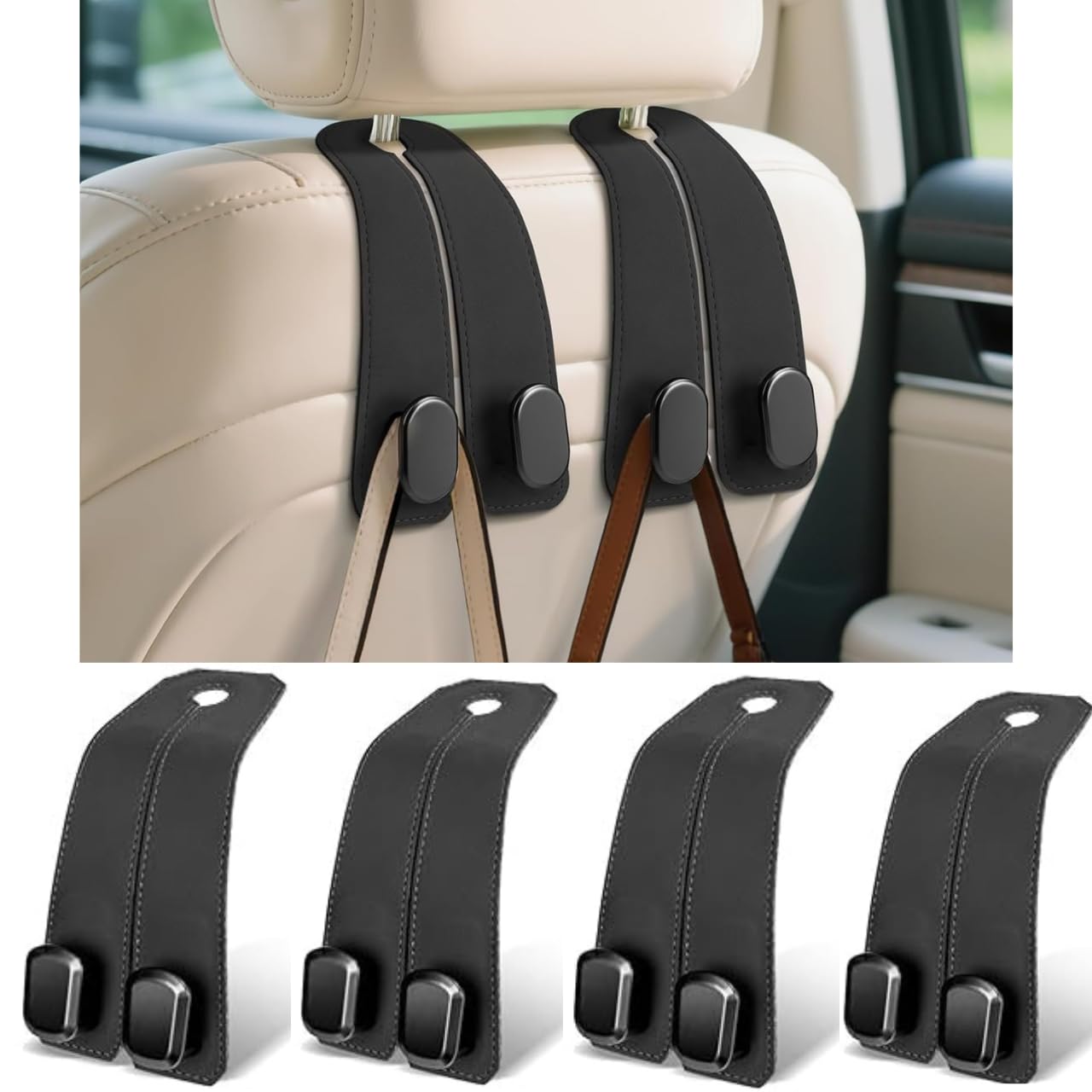 Leather back seat hook
