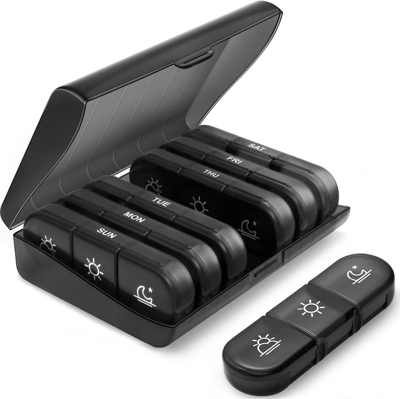 WEEKLY PILL STORAGE BOX (BLACK)