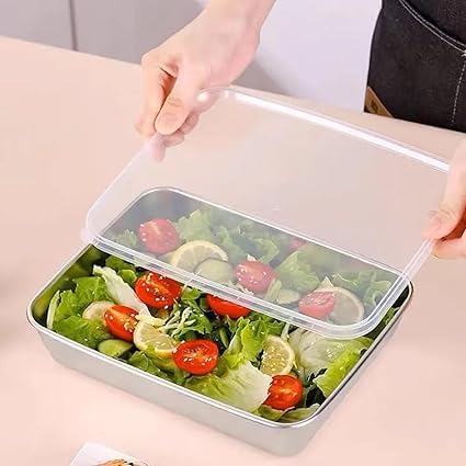 STAINLESS STEEL FOOD STORAGE CONTAINER WITH LID