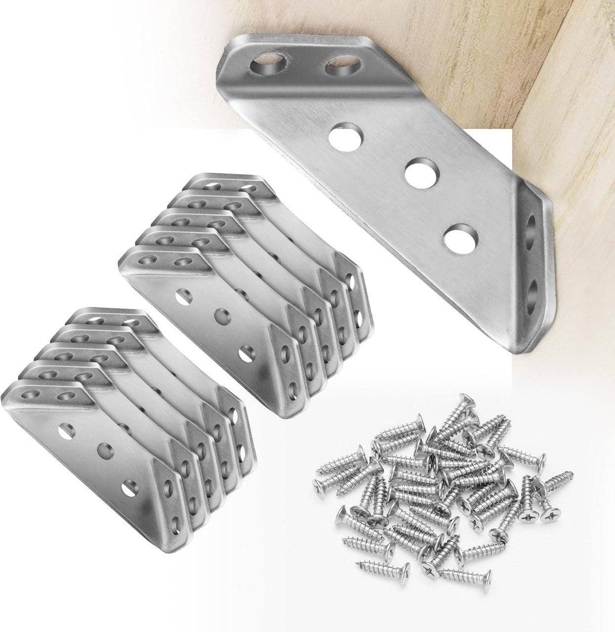 STAINLESS STEEL L-SHAPE CORNER BRACKETS